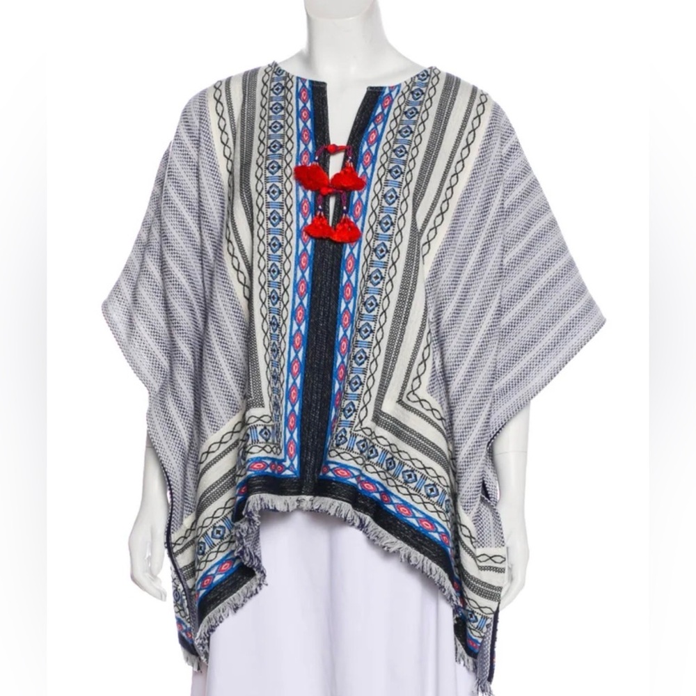 Tory Burch Embroidered Blaire Poncho XS/S Excellent Cond  Resort Vacation Boho